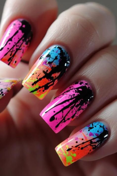 Quinceanera Ready: Nail Design for Your Special Day! - Mom and Newborn 80s Theme Nails, Unusual Nail Designs, Mom And Newborn, Splatter Nails, Quinceanera Nails, Chic Nail Designs, Sassy Nails, Punk Nails, Fancy Nails Designs