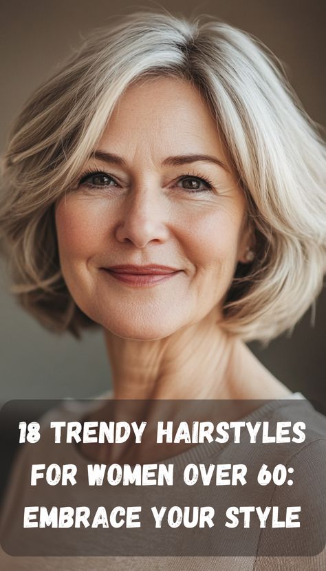 Step into your next chapter with confidence! Our selection of 18 trendy hairstyles is perfect for women over 60 looking to express their individuality. From elegant bobs to soft layers, these styles not only flatter your face but also reflect your vibrant personality. Embrace the trends that resonate with you and showcase your timeless beauty. Hairstyles To Hide Saggy Jowls, Shoulder Length Hair Over 60 Older Women, Hairstyles 60 Year Old Women, Hair Styles Over 60 Woman, Hair Styles For Older Women Over 60, Hair For Women Over 60 Aging Gracefully, Hair Styles For Over 60 Aging Gracefully, Hair Styles For 60 Year Old Women, Hair Styles For Women Over 60 Medium