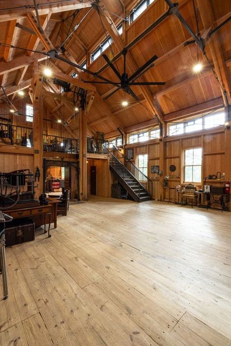 This 30′ x 50′ barn with monitor includes plenty of space for relaxing, entertaining, and storage. Man Cave Barn, Timber Frame Garage, Barn Style Garage, Barn Office, Barn Restoration, Post And Beam Barn, Timber Frame Barn, Barn Loft, Horse Barn Designs