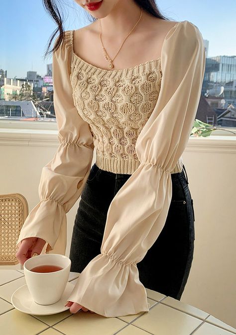 Puff Blouse, Blouse Korean Style, Korean Blouse, Simple Frock Design, Pakistani Formal Dresses, Stylish Short Dresses, Fashion Top Outfits, Fashionista Clothes, Korean Fashion Trends