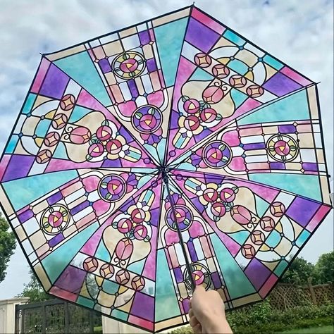 Rain or shine, make a statement with this Stained Glass Effect Portable Travel Umbrella! 🌧️🌈 Who says you can't look fabulous while staying dry? 💁‍♀️💧✨ #RainyDayChic #ArtfulUmbrella #StayDryInStyle Bubble Umbrella, Transparent Umbrella, Umbrella Painting, Automatic Umbrella, Travel Umbrella, Rain Umbrella, Cartoon Painting, Romantic Poetry, Folding Umbrella