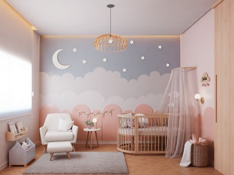 Newborn Girl Room Ideas, Baby Room Wall Ideas, Babygirl Room Ideas Girl, Baby Room Ideas For Girls Themes, Baby Girls Room Decorating Ideas, Girl Baby Rooms Nurseries, Baby Girls Nursery Room Ideas, Baby Room Inspiration Girl, Baby Murals Nursery