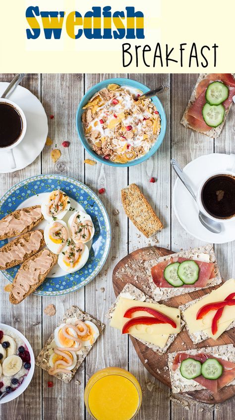 A look at the common Swedish breakfast which features open sandwiches, caviar, eggs and porridge! | cookingtheglobe.com Swedish Breakfast, Open Sandwiches, Swedish Cuisine, Breakfast Around The World, Oatmeal Porridge, Crisp Bread, Breakfast Cheese, Scandinavian Food, Swedish Recipes