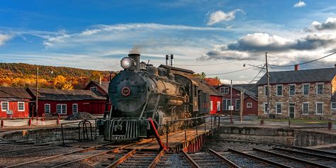 Title "Work is Done" Pennsylvania Fall Color steam engine train locomotive East Broad Top Panorama Fine Art Print Canvas frame Metal options Pennsylvania Fall, Steam Engine Train, Wall Art Work, Steam Engine Trains, Horse And Buggy, Feb 7, Steam Engine, Fall Color, Canvas Paper