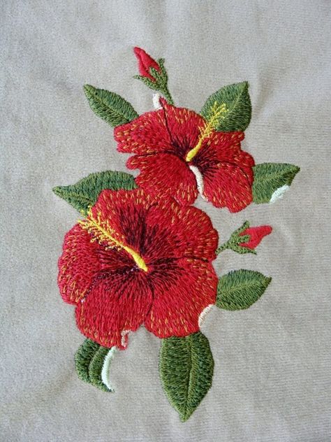 Double Hibiscus, Floral Machine Embroidery Designs, Embroidery Kimono, Flower Machine Embroidery Designs, Embroidery Lessons, Brazilian Embroidery, Embroidery Flowers Pattern, Japanese Embroidery, Machine Embroidery Applique