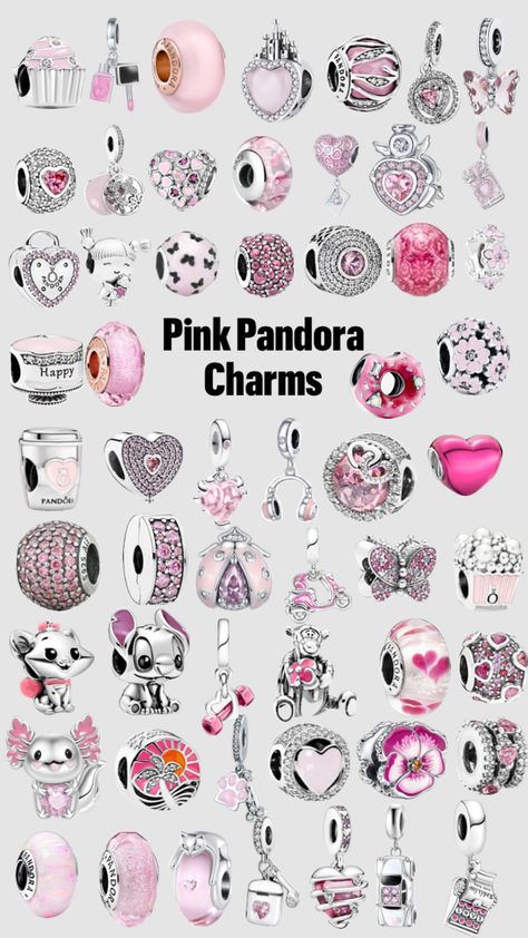 Pink Pandora charms #pinkpandoracharms #pandoracharms #pandora Pink Pandora Charms, Pandora Charms Pink, Pandora Bracelet Charms Ideas, Pandora Bracelet Designs, Pandora Inspiration, Pandora Pink, Pink Charm, Pandora Style, Pandora Bracelet Charms