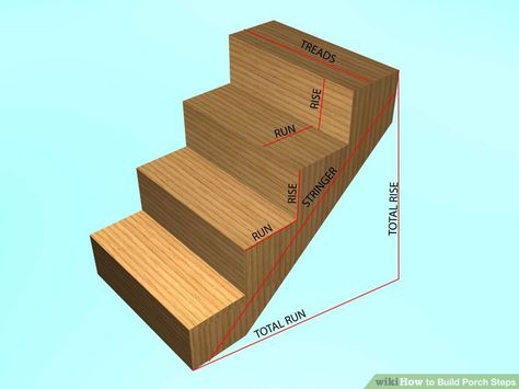 How to Build Porch Steps: 13 Steps (with Pictures) - wikiHow Diy Wooden Steps, Diy Porch Steps Easy, How To Build Steps Off Back Door, Mobile Home Steps Ideas, Porch Steps Ideas Wooden, Wooden Stairs Outdoor, Stair Calculator, How To Build Porch Steps, Build Porch