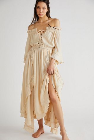 Beach Bliss Maxi Dress | Free People Boho Formal Dress, Flowy Beach Dress, Boho Style Inspiration, Gold Maxi Dress, Free People Maxi, Free People Beach, Dress Flowy, Maxi Slip Dress, Layered Skirt