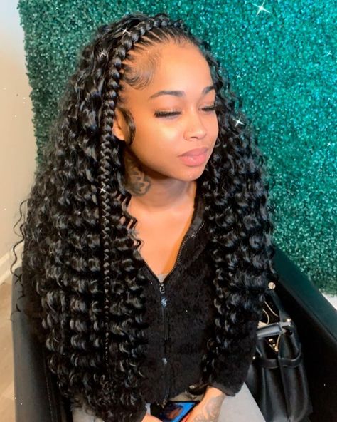 Erica Latrice shared a photo on Instagram: “Half Quickweave / 1 Stitch Braid ✨💖🔥🔥 She’s my Dream and I’m her Tae 🤞🏾 don’t play 😌😍 . . .  . . .…” • See 1,655 photos and videos on their profile. Two Stitch Braids, Braided Half Up Half Down Hair, Stitch Braid, Feed In Ponytail, Braid Half Up Half Down, Hairstyles Pictures, Hair Brooch, Braided Half Up, Braids Hairstyles Pictures