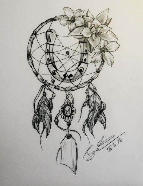 Horse Shoe Dream Catcher Tattoo, Harper Tattoo, Tattoo Art Design, Pencil Tattoo, Horse Shoe Tattoo, Horse Tattoo Design, Cowgirl Tattoos, Shoe Tattoos, Country Tattoos