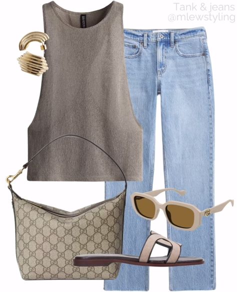 Beige Top Outfit, Outfits Capsule Wardrobe, Outfit Capsule, Modest Spring Outfits, Sandals Gucci, Monday Outfit, College Clothes, Fit Board, Abercrombie (women)