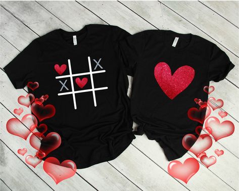 Couple Tees, Valentines Day Shirt, Couple Tshirts, Vinyl Shirts, Tic Tac Toe, Custom Shorts, Couple T-shirt, Valentines Day Shirts, Valentine Day Love