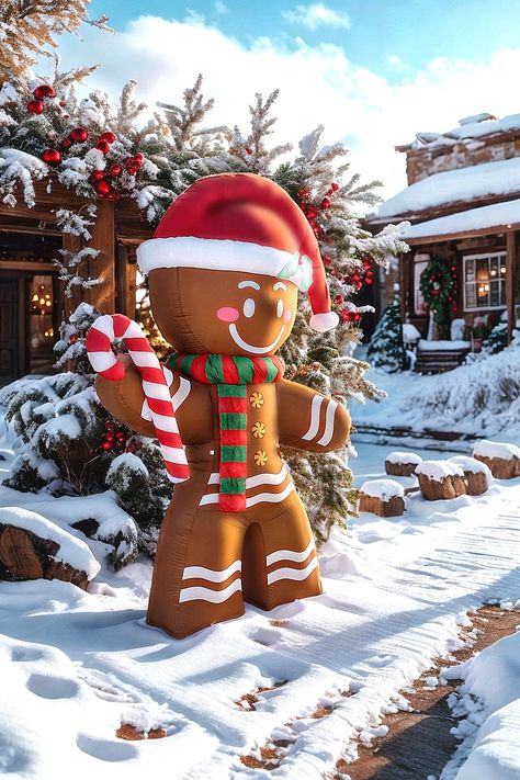 Double Couple 8 FT Christmas Inflatables Decoration Gingerbread Man with Built-in LEDs Blow Up Inflatables for Xmas Party Indoor Outdoor Yard Garden Lawn DÃ©cor Double Couple, Outdoor Holiday Decorations, Christmas Ornament Ideas, Inflatable Decorations, Christmas Inflatables, Christmas Idea, Outdoor Holiday Decor, Garden Lawn, Ornament Ideas