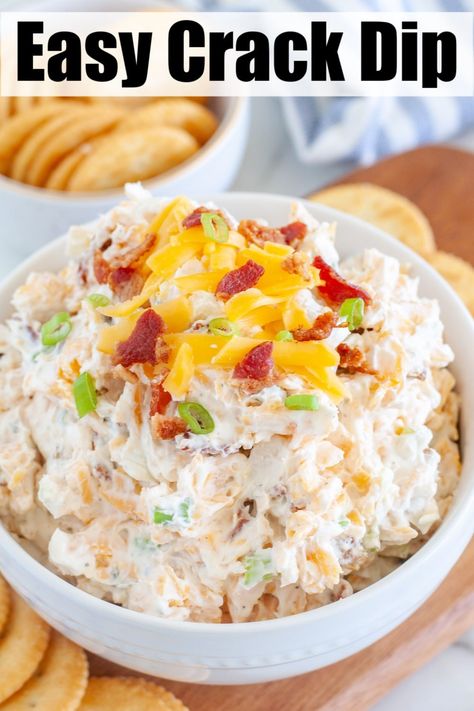 Easy creamy crack dip recipe is always a huge crowd pleaser. With cream cheese, bacon, ranch and cheese you can't go wrong. Super simple to make and great for parties and holidays. #crackdip Delicious Dips Recipes, Bacon Dip, Cream Cheese Dips, Best Appetizer Recipes, Queso Dip, Dip Recipes Easy, Ranch Seasoning, Yummy Dips, Party Food Appetizers