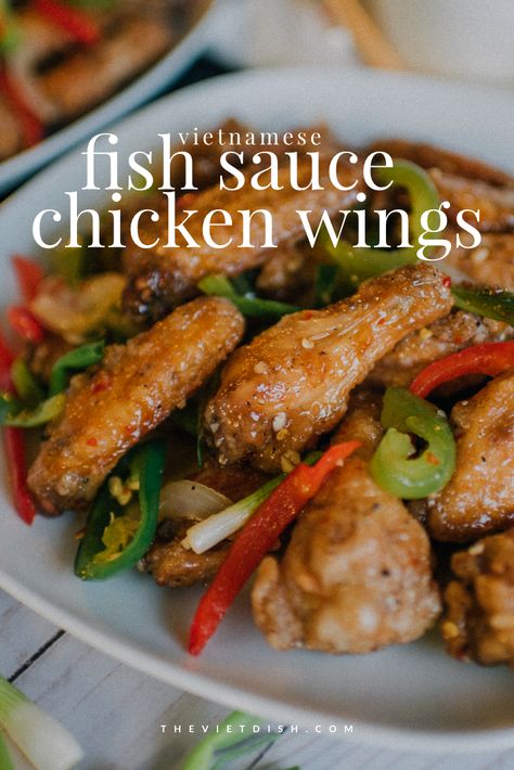 Vietnamese Fish Sauce Chicken Wings, Fried Fish Sauce, Fish Sauce Chicken Wings, Fish Sauce Chicken, Vietnamese Fish Sauce, Chicken Quarter Recipes, Asian Chicken Wings, Vietnamese Fish, Sticky Chicken Wings