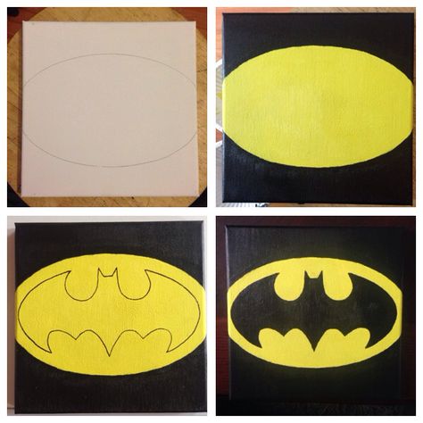 Batman Batman Painting Ideas, Batman Painting Easy, Batman Art Painting, Batman Canvas Painting, Batman Crafts, Batman Painting, Marvel Paintings, Diy Canvas Art Easy, Batman Drawing