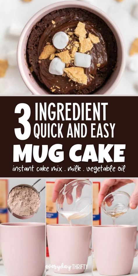 Got a sweet tooth? Make this microwave mug cake in minutes! Using a handy cake mix, this 3-ingredient recipe is perfect for busy schedules or late-night cravings. Enjoy a delicious, quick dessert that’s easy, budget-friendly, and ideal for anyone who loves simple treats. Try this mug cake mix recipe today! 321 Cake In A Mug, Desserts For Two Easy Quick, Mug Desserts Microwave, Cake Mix Mug Cake, Cake With No Eggs, Mug Cake Recipe Microwave, Easy Mug Cake Recipe, 3 Ingredient Mug Cake, Toddler Snack Ideas