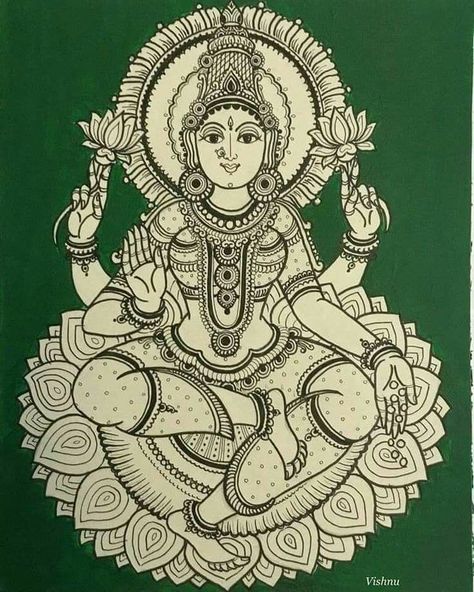 Kalamkari Painting Saraswati, Saraswati Devi Mandala Art, Kalamkari Saraswati Painting, Saraswathi Devi Drawing, Saraswati Devi Painting, Saraswati Madhubani Painting, Saraswati Devi Art, Saraswati Mandala Art, Saraswati Sketch