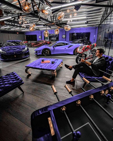 Interior On A Budget, Motor Court, Garage Design Interior, Purple House, Urban Playground, Loft House Design, Luxury Lifestyle Couple, Dream Car Garage, Luxury Garage