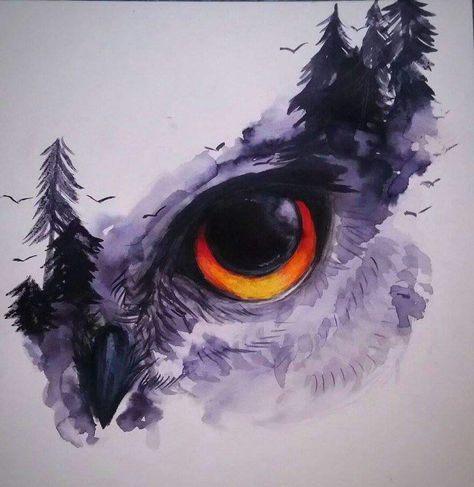 Owl Tattoo Drawings, Owl Watercolor, Owl Artwork, Animal Illustration Art, Owl Tattoo Design, Owls Drawing, Soyut Sanat Tabloları, Owl Art, Watercolor Bird