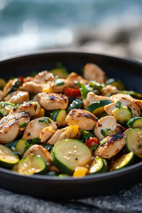 Chicken Zucchini Stir-Fry Zucchini Stir Fry, Zucchini Chicken, Rice Cauliflower, Healthy Stir Fry, Serve Over Rice, Delicious Keto Recipes, Flavorful Dinner, Food Fest, Chicken Zucchini