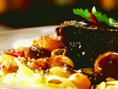 Beef Bourguignon Recipe | Tyler Florence | Food Network Tyler Florence Recipes, Classic French Recipes, Beef Bourguignon Recipe, Florence Food, French Dinner, Tyler Florence, Short Ribs Recipe, Video Food, Where's The Beef