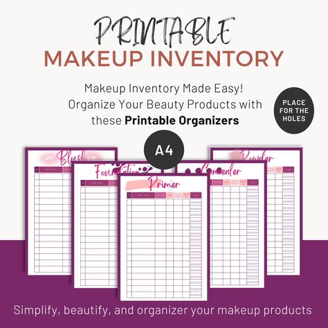 Makeup Inventory, Organization Printables, Lip Pencil, New Instagram, Makeup Collection, Brand Names, Makeup Yourself, Planner Template, Concealer