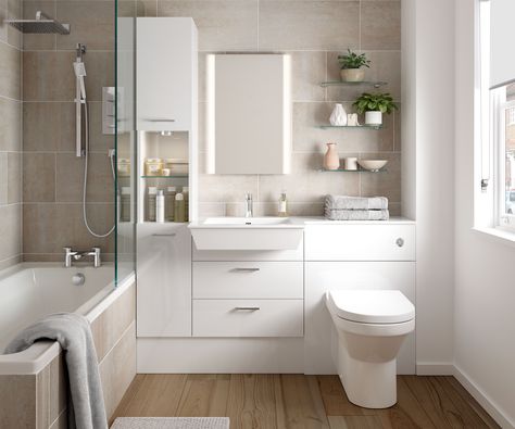 Adriatic shown in White Gloss White Gloss Bathroom Furniture, Fitted Bathroom Ideas, White Gloss Bathroom, Fitted Bathroom Furniture, Bespoke Bathroom, Fitted Bathroom, Latest Bathroom, Tiny Bathrooms, Attic Bathroom