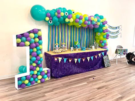 1st Birthday Monsters Inc Theme, Monsters University Birthday Party Ideas Decoration, Monsters Inc Birthday Party Centerpieces, Monsters Inc Birthday Centerpieces, Monsters Ink 1st Birthday, Monsters Inc 1st Birthday Party Ideas, First Birthday Monsters Inc, First Birthday Monsters Inc Theme, Monsters Ink First Birthday