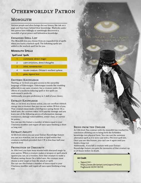 D&d Warlock Patron, Dnd 5e Warlock Patron, Dnd Warlock Subclasses Homebrew, Dnd Warlock Patron Ideas, Dnd 5e Homebrew Warlock Patrons, Warlock Patrons 5e Homebrew, Dnd Warlock Subclasses, Warlock Subclass 5e, 5e Warlock Patron