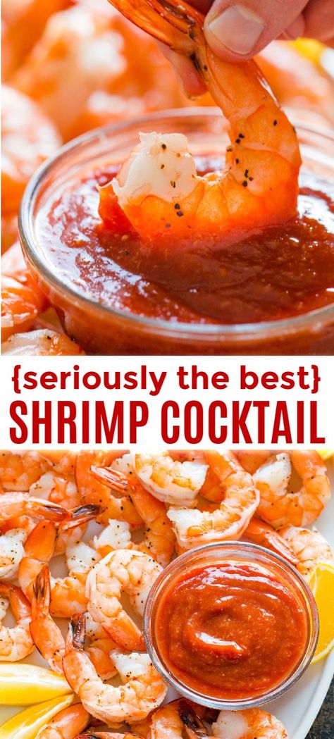 Homemade Shrimp Cocktail is impressive and easy with the best oven-baked shrimp and zesty shrimp cocktail sauce. Way better than a store-bought shrimp ring! #shrimpcocktail #shrimpcocktailrecipe #shrimpcocktailsauce #cocktailsauce #homemadecocktailsauce #condiments #dip #shrimp #appetizer #shrimpappetizer Homemade Shrimp Cocktail, Oven Baked Shrimp, Shrimp Ring, Shrimp Cocktail Recipe, Shrimp Cocktail Sauce, Homemade Cocktail Sauce, Sauce Video, Cocktail Sauce Recipe, Cocktail Shrimp Recipes