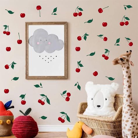 Wall Decals Kitchen, Cherry Bathroom, Wall Stickers Kitchen, Stickers Fruit, Stickers Kitchen, Playroom Classroom, Stickers Easy, Kitchen Wall Decals, Office Playroom