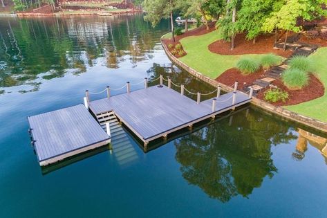 Lake Pier Ideas Decks, Floating Docks For Lake, Lake Dock Designs, Lake Deck Ideas, Docks On The Lake Ideas, Pond Dock Ideas, Floating Dock Ideas, Lake Dock Ideas, Docks On The Lake