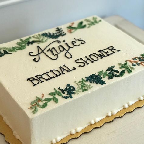 Bridal Shower Sheet Cake Ideas, Cakes With Greenery, Cake Ideas Green, Bridal Shower Sheet Cake, Sheet Cake Ideas, White Sheet Cakes, Greenery Cake, Baby Shower Sheet Cakes, Wedding Sheet Cakes