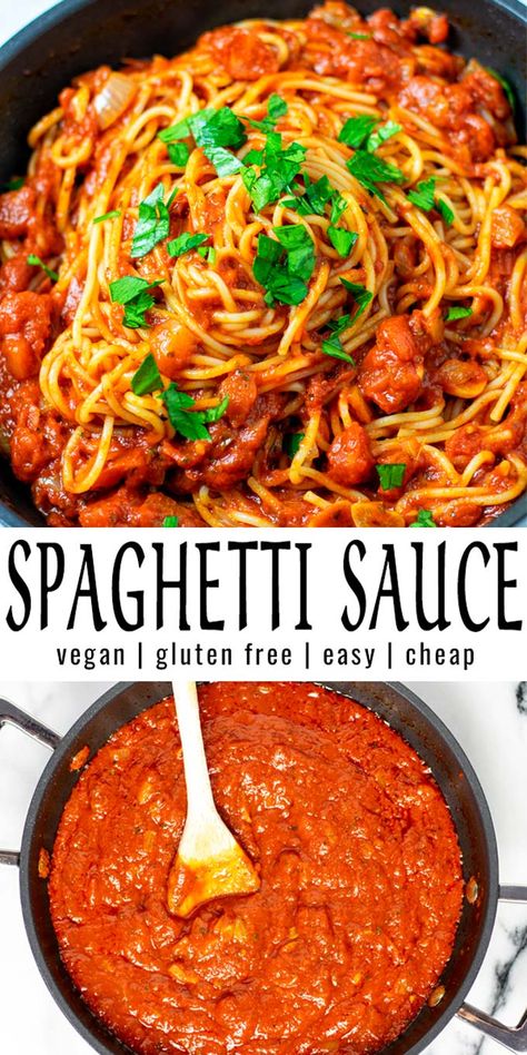 Easy, homemade and delicious: this Spaghetti Sauce comes together in under 30 minutes and is made with simple ingredients. A keeper that the whole family will enjoy, so good. #vegan #dairyfree #vegetarian #contentednessscooking #dinner #lunch #mealprep #spaghettisauce #homemadesauce Vegan Spaghetti Sauce, Spring Recipes Vegetarian, Vegetarian Dinner Ideas, Best Spaghetti Sauce, Spagetti Recipe, Healthy Spaghetti, Spring Recipes Dinner, Vegetarian Spaghetti, Vegan Spaghetti