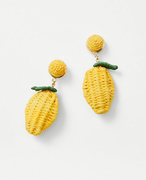 Our lemon straw drop earrings add brightness and sunshine to your favorite ensemble. Straw Earrings, Lake Garda, Dresses Pants, Women's Jewelry, Belly Button Rings, Effortless Style, Ann Taylor, Print Patterns, Straw