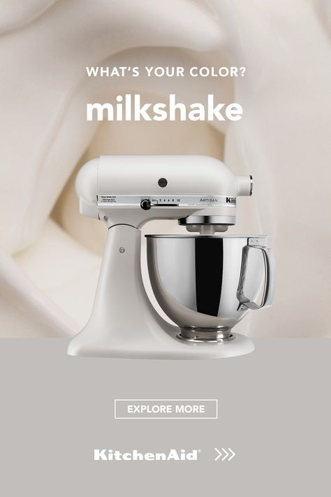 When it comes to your making style, are you: 
cool like Milkshake 
sweet like Dried Rose
complex like Pistachio
elegant like  Agave
invigorating like Blue Velvet
The many shades of the KitchenAid® Stand Mixer make it easy to find one that matches your culinary style so that every recipe—is beautifully delicious. Kitchenaid Milkshake Color, Kitchenaid Mixer Milkshake, Pistachio Kitchenaid Mixer, Milkshake Kitchenaid Mixer, Kitchen Aid Mixer Colors, Kitchenaid Stickers, Kitchenaid Milkshake, Kitchenaid Colors, Kitchenaid Aesthetic