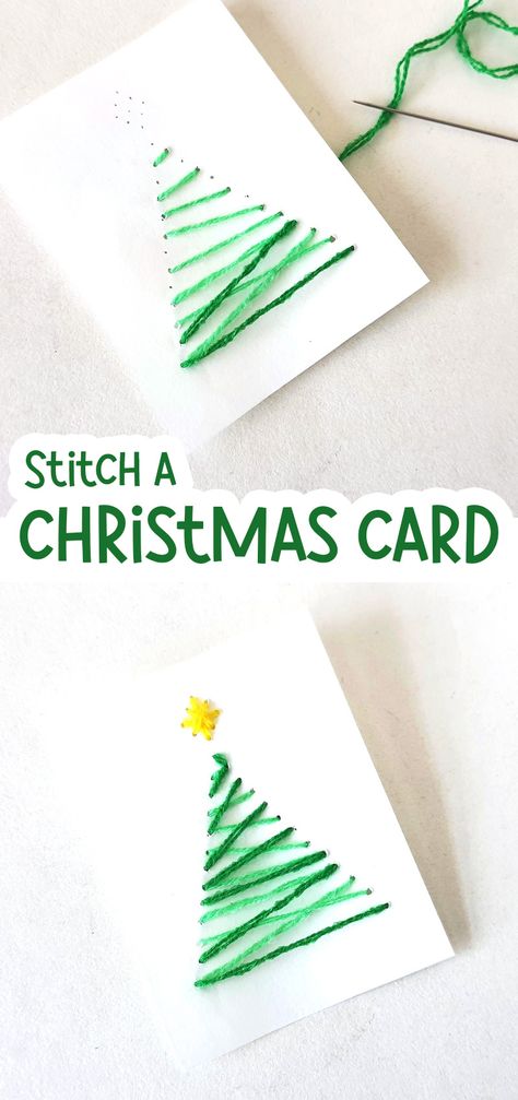 Card Diy Ideas, Christmas Tree String Art, Unique Crochet Stitches, Tree String Art, Christmas Cards Handmade Kids, Christmas Card Diy, Easy Christmas Tree, Christmas Cards Kids, Simple Christmas Cards