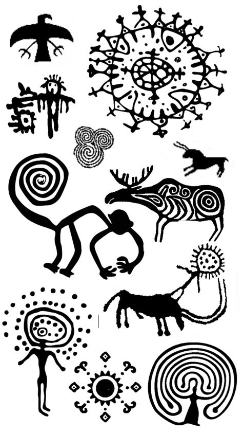 Doodles In Sketchbook, Petroglyphs Tattoo, 6cm Tattoo Ideas, Doodles On Skin, Kokopelli Tattoo, Funky Tattoos, Prehistoric Art, Native American Design, Simplistic Tattoos