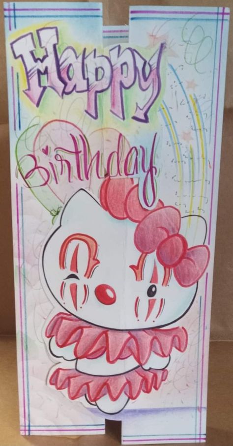 Happy Birthday Diy Card Creative, Hello Kitty Happy Birthday Card, Happy Birthday Drawings Chicano, Hello Kitty Birthday Drawing, Chicano Happy Birthday Drawing, Hello Kitty Card Ideas, Hello Kitty Birthday Cards Diy, Hello Kitty Valentines Day Card, Chicano Birthday Cards