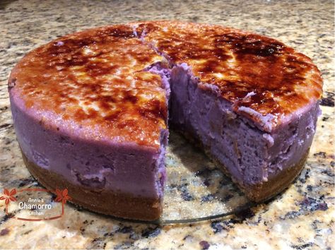 Ube Cheesecake Recipe, Ube Cheesecake, Chamorro Recipes, Ube Recipes, Filipino Desserts, Filipino Dishes, Pinoy Food, Filipino Recipes, Cheesecake Recipes