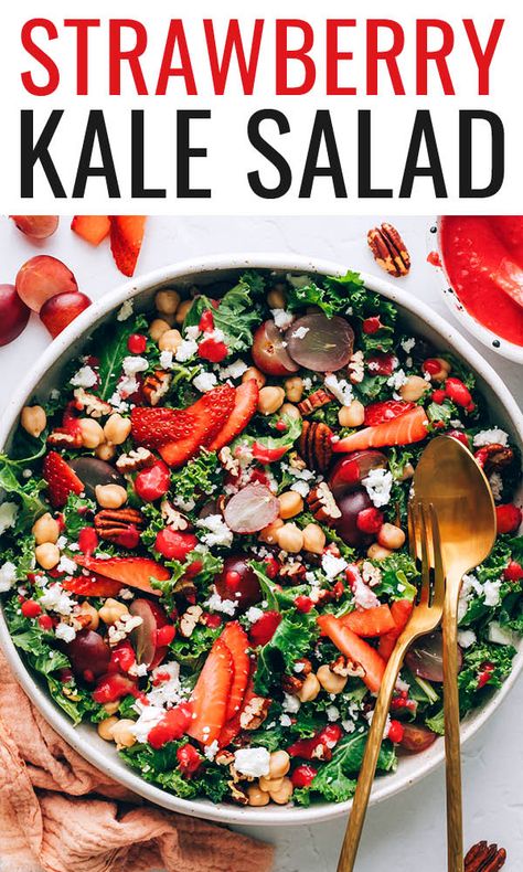 Dinner Recipes For Pregnant Women, Recipes For Pregnant Women, Strawberry Kale Salad, Raspberry Vinaigrette Salad, Salad Jars, Best Healthy Dinner Recipes, Kale Salad Recipes, Raspberry Vinaigrette, Chicken Shrimp