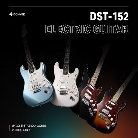 Find a versatile rock machine suits your playing style? 🎸✨Check out DST-152. #donner #donnermusic #donday #donnerdst152 Donner Dst 152, Donner Electric Guitar, Donner Guitar, Blue Electric Guitar, Electric Guitar Kits, Guitar Kits, Blue Electric, Reference Poses, Ice Blue