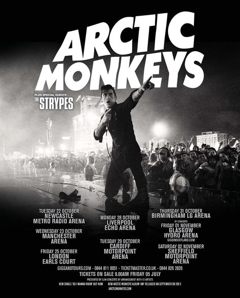 Arctic Monkeys Poster, Arctic Monkeys Concert, The Arctic Monkeys, Monkeys Band, Monkey Art, Artic Monkeys, Concert Poster, Tour Posters, Book Posters