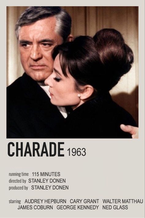 Charade Movie Poster, Charade Movie, 60s Movies, Charade 1963, Most Paused Movie Scenes, The Pause, Great Movies To Watch, Iconic Movie Posters, Girly Movies