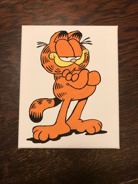 Cartoon Character Painting Ideas, Painting Ideas Date, Garfield Painting, Garfield Collection, Drawing Painting Ideas, Canvas Art Projects, Hippie Painting, Canvas Painting Tutorials, Cute Canvas Paintings