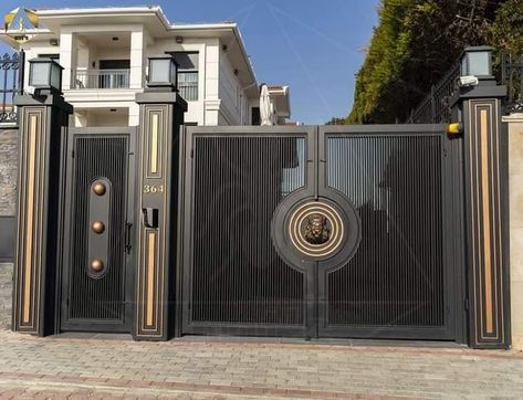 Ms Front Gate Design, House Front Gate Entrance, Security Gate Design, Ms Gate Design Modern, Modern House Front Gate Design, Modern Iron Gate Designs, Modern Front Gate Design, Metal Entrance Doors, Iron Main Gate