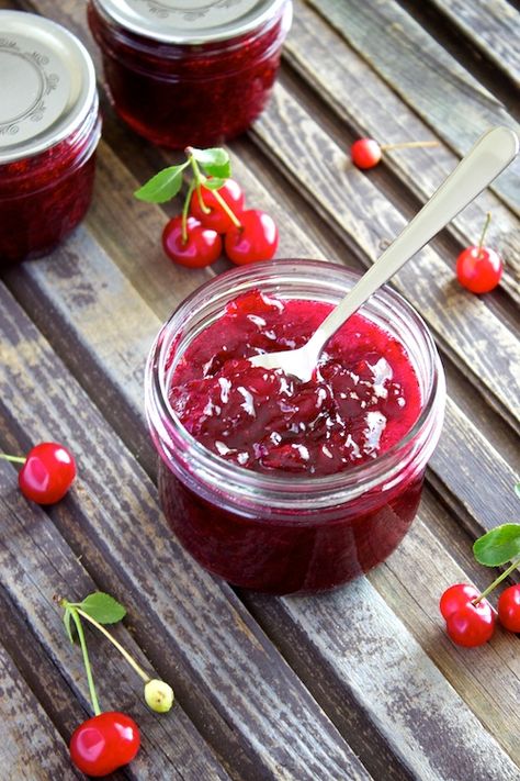 Cherries Recipes, Sour Cherry Tree, Sour Cherry Recipes, Italian Sauces, Sour Cherry Jam, Cherry Jam Recipes, Provident Living, Food Preserving, Tart Cherries