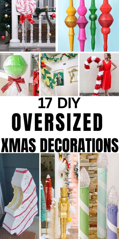 Make a big impact this holiday season with these DIY oversized Christmas decorations! From giant ornaments 🎁 to festive outdoor crafts 🌟, these ideas will take your decor to the next level. Perfect for creating a magical atmosphere both indoors and outdoors! 🎅 #DIYDecor #OutdoorChristmasCrafts #TreeDecoration Big Christmas Balls Diy, Diy Giant Yard Ornaments, Diy Christmas Driveway Decorations, Outdoor Christmas Decorations Candyland, Diy Huge Ornaments Outdoor Christmas, Themed Christmas Yard Decorations, Giant Snowman Diy, Diy Giant Christmas Balls, Island Of Misfit Toys Decorations Diy