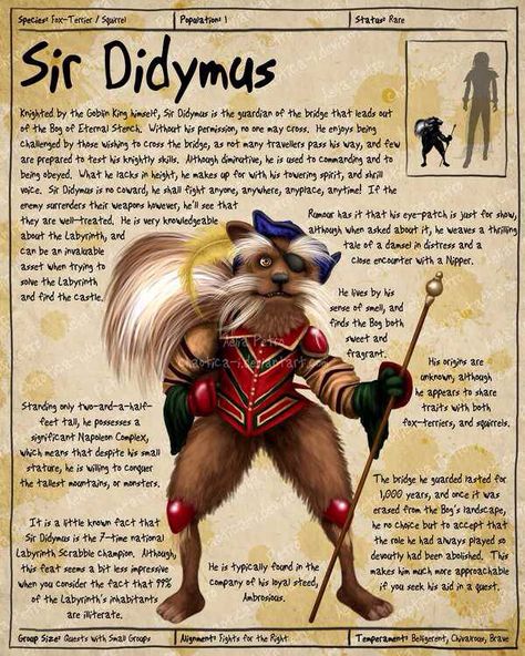 Sir Didymus Labyrinth Party, Sir Didymus, Through Dangers Untold, Jim Henson Labyrinth, David Bowie Labyrinth, Labyrinth Art, Bowie Labyrinth, Labyrinth 1986, Labyrinth Movie